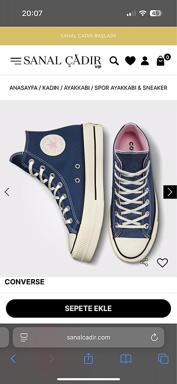 36,5 Beden lacivert Renk Converse ayakkabı