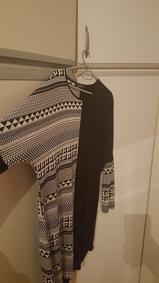 siyah beyaz desenli penye tunik 