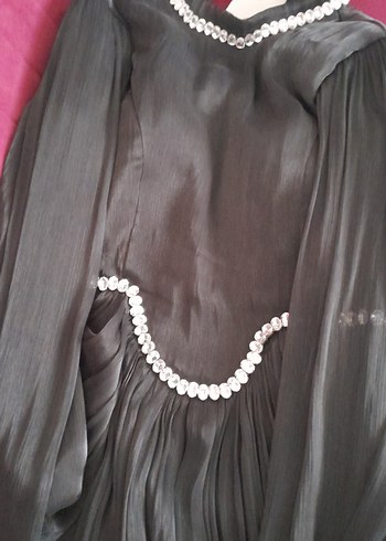 Drapeli Beyaz Uzun Abiye Elbise - Görsel 3