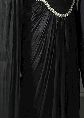 Drapeli Beyaz Uzun Abiye Elbise - Görsel 2