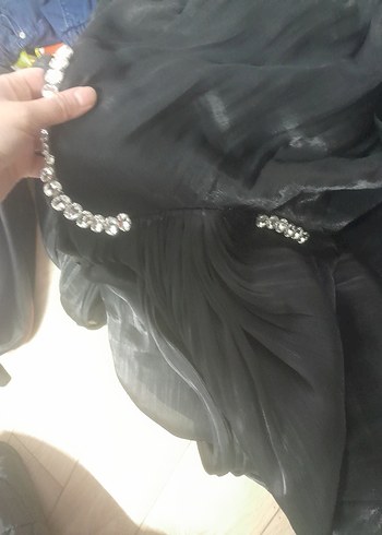 Drapeli Beyaz Uzun Abiye Elbise - Görsel 4