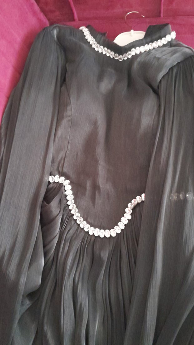 Drapeli Beyaz Uzun Abiye Elbise - Görsel 3