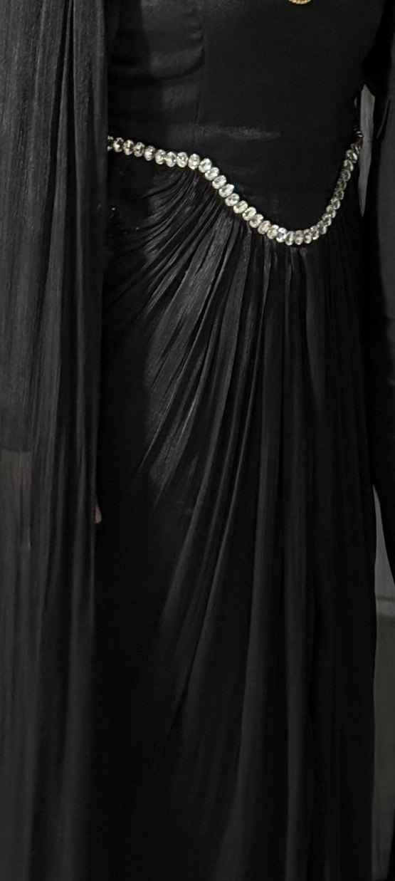 Drapeli Beyaz Uzun Abiye Elbise - Görsel 2