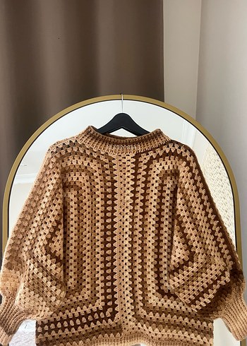 Bej Örgü Kadın Uzun Kollu Salaş Kazak - Görsel 4