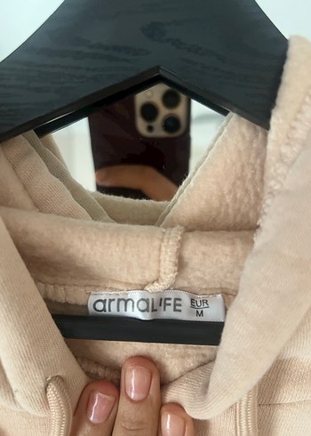 Bej Kapüşonlu Oversize Kadın Sweatshirt - Görsel 3