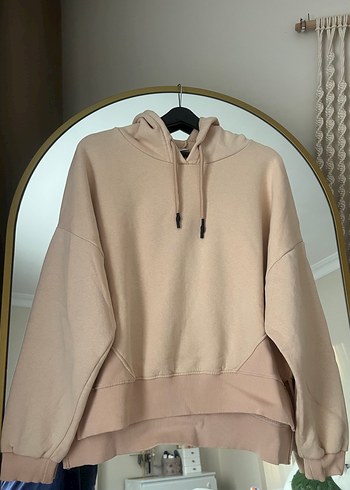 Bej Kapüşonlu Oversize Kadın Sweatshirt - Görsel 2