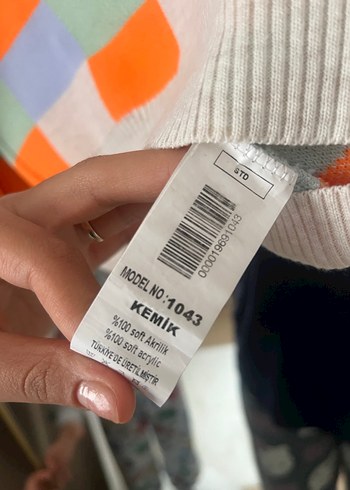 Renkli Kareli Örgü Kadın Kazak - Görsel 3