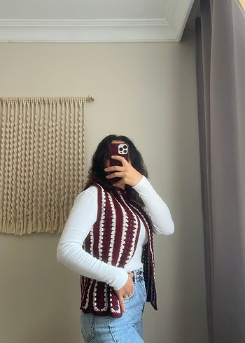 Mürdüm Örgü Kadın Süveter - Görsel 3