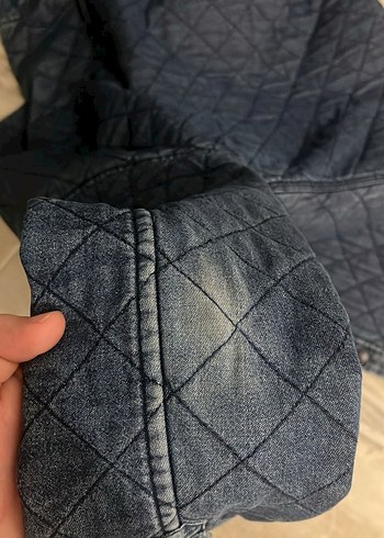 Düğmeli Koyu Mavi Denim Ceket - Görsel 4