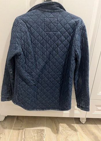 Düğmeli Koyu Mavi Denim Ceket - Görsel 2