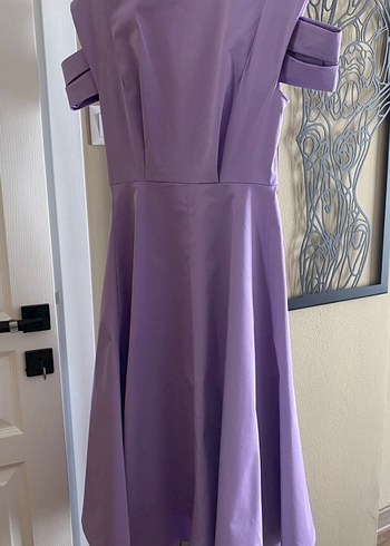 Pastel Mor Uzun Pilili Kadın Elbise - Görsel 2