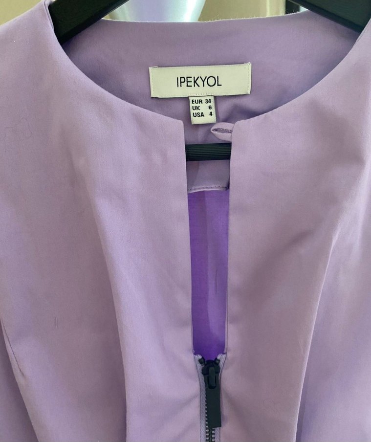 Pastel Mor Uzun Pilili Kadın Elbise - Görsel 3