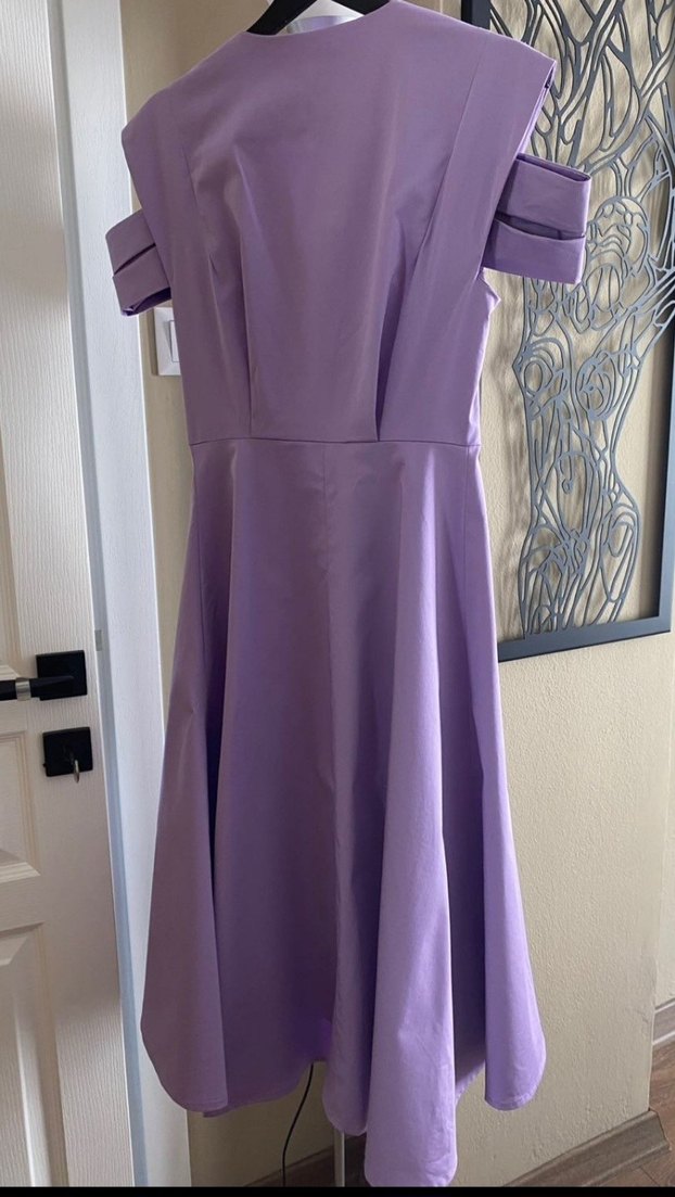 Pastel Mor Uzun Pilili Kadın Elbise - Görsel 2