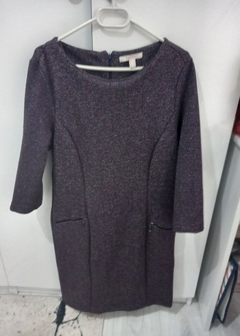 Mor Triko Midi Elbise - Görsel 2