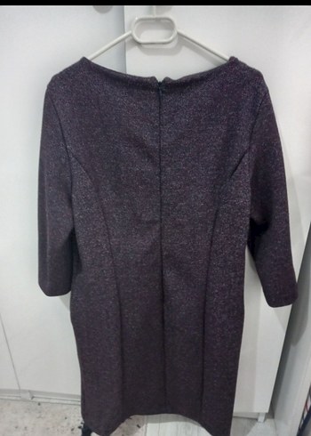 Mor Triko Midi Elbise - Görsel 4