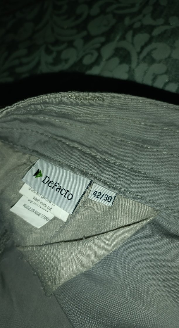 Gri Keten Kadın Bol Kesim Kemerli Pantolon - Görsel 2