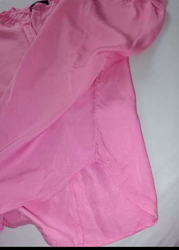 40 Beden pembe Renk Pembe V Yaka Keten Gömlek