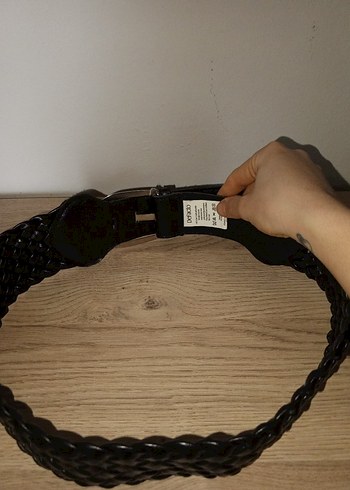 Siyah Deri Örgülü Kemer - Görsel 2