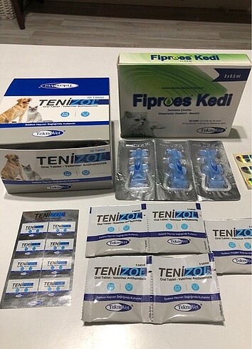 Dış parazit kedi 3 adet ve 5 adet iç parazit