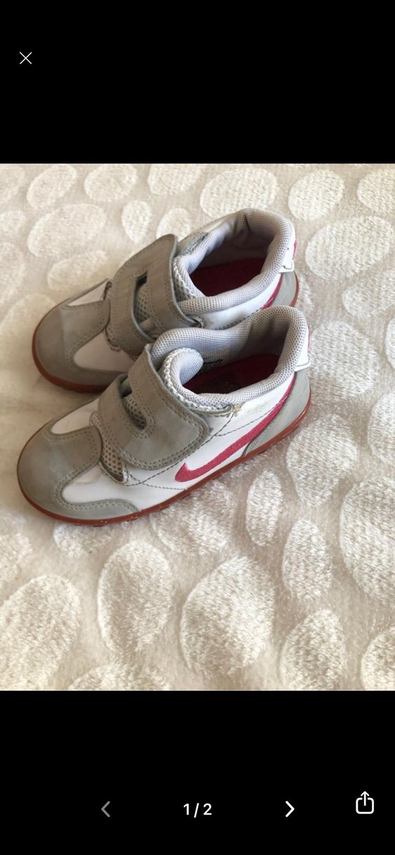 Nike 22-23 Kız Çocuk Beyaz Gri Cırt Cırtlı Spor Ayakkabı - Görsel 2