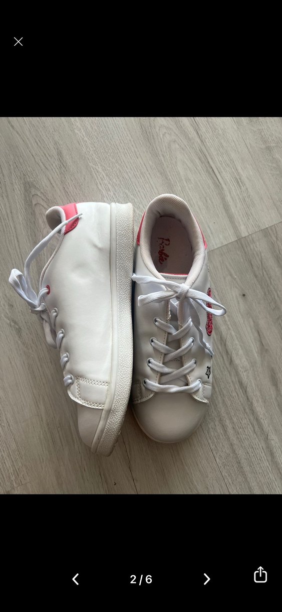 Beyaz Nakışlı Bağcıklı Çocuk Spor Ayakkabı - Görsel 2