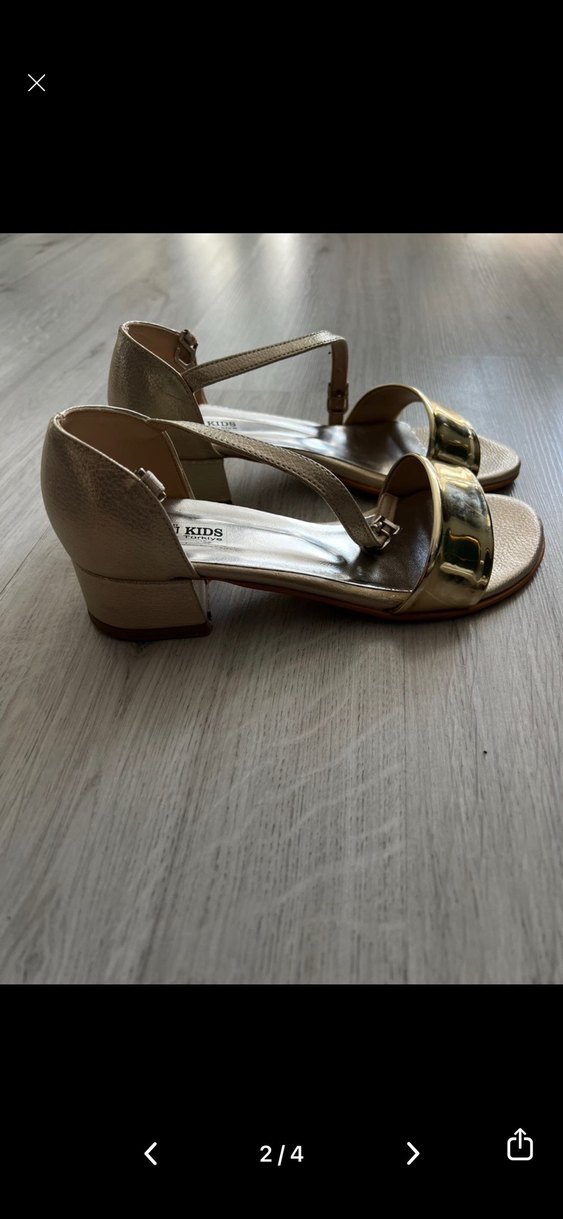 Altın Renkli Tokalı Kadın Topuklu Ayakkabı 35 - Görsel 2