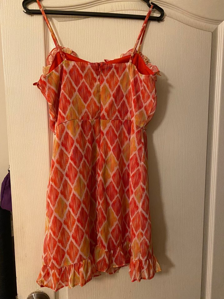 Çok Renkli Bağlamalı Fermuarlı Mini Elbise - Görsel 3