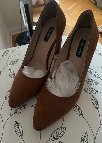 38 Beden Nine West Kahverengi Süet Topuklu Ayakkabı
