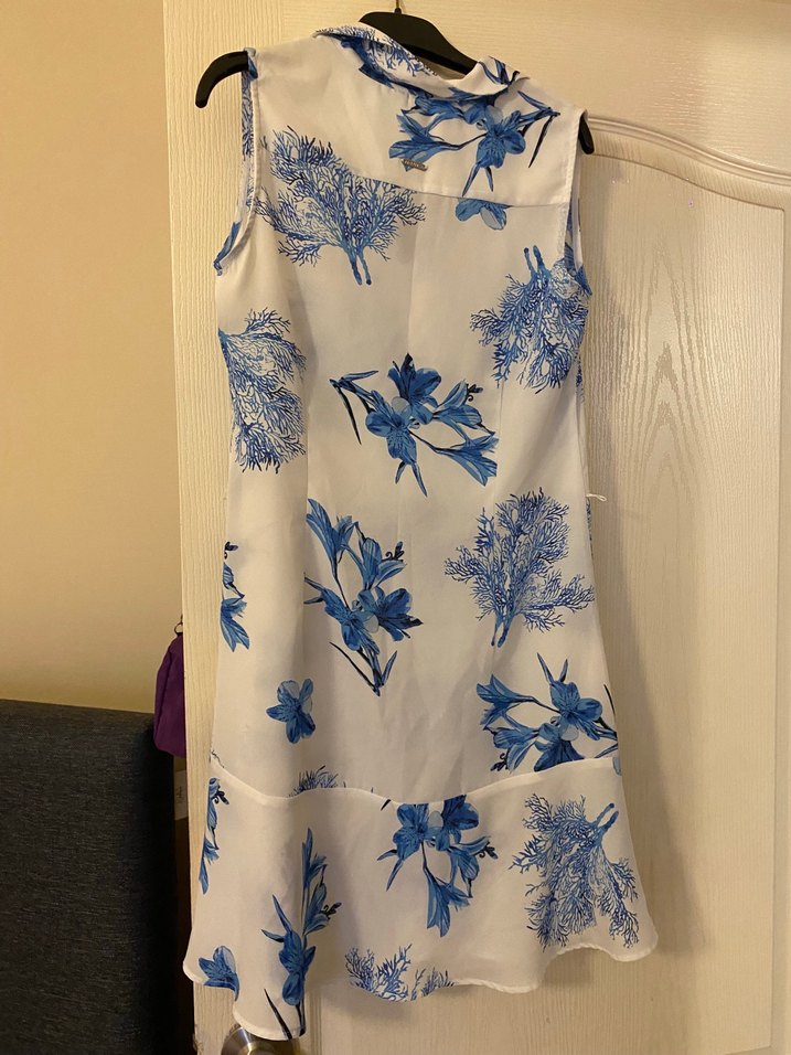 Nautica Mavi Çiçek Desenli V Yaka Elbise - Görsel 3