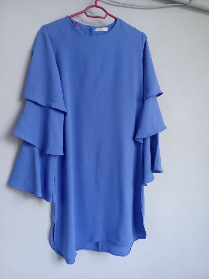 Mavi Uzun Kollu Fırfırlı  Tunik - Görsel 4