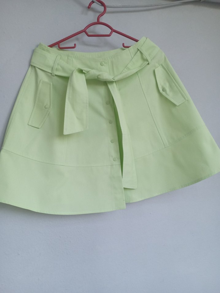 Düğmeli Pastel Yeşil Kız Eteği - Görsel 3