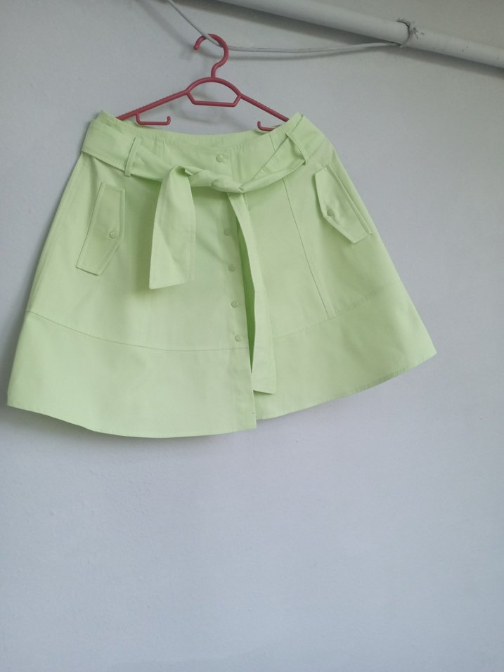 Düğmeli Pastel Yeşil Kız Eteği - Görsel 4