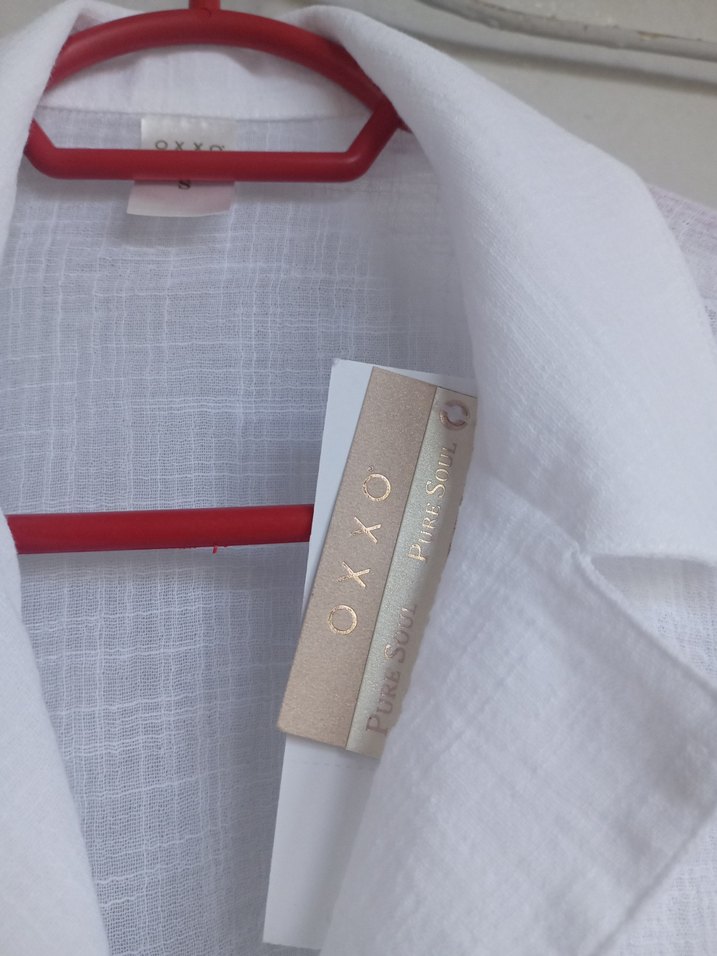 Kadın Beyaz Pamuklu Kısa Kollu Gömlek bedenleri mevcut - Görsel 2