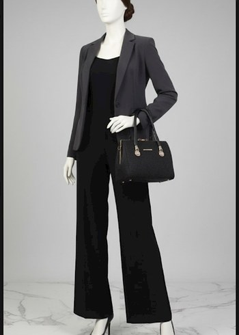 Diger Siyah Deri Tokalı Kadın Çanta - Görsel 4