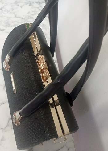 Diger Siyah Deri Tokalı Kadın Çanta - Görsel 8