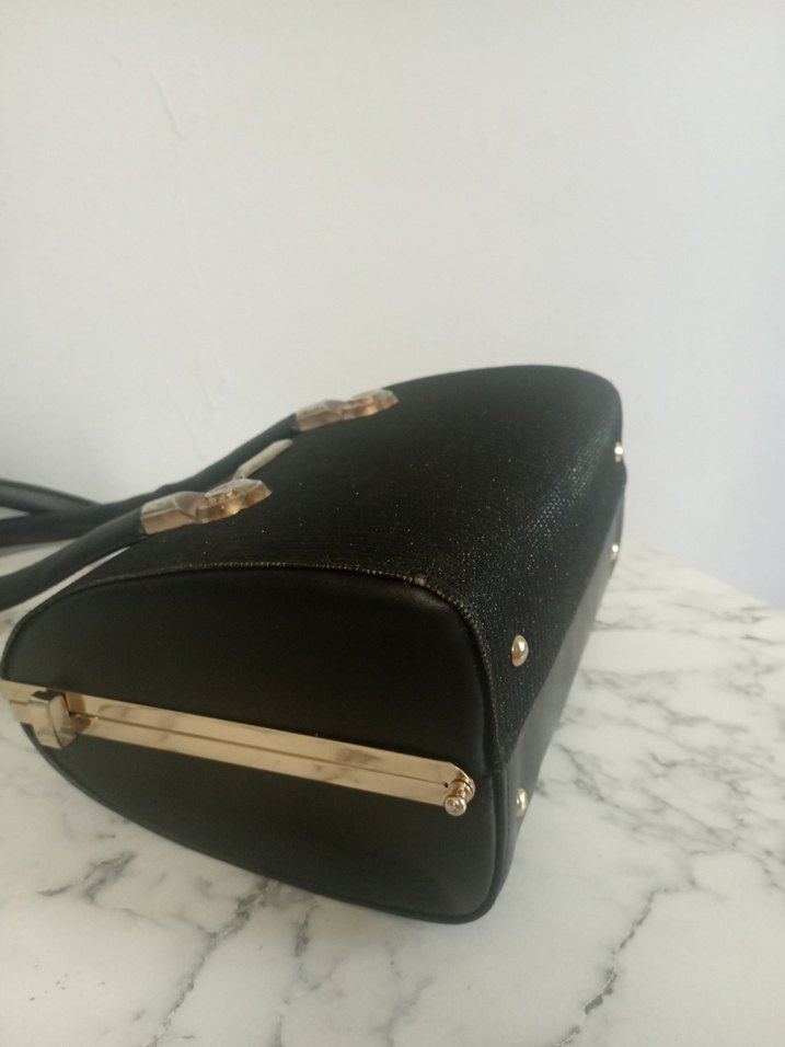 Diger Siyah Deri Tokalı Kadın Çanta - Görsel 3