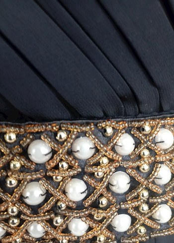 Uzun Siyah Tesettür Abiye Elbise  iki kol arası 55 cm - Görsel 7