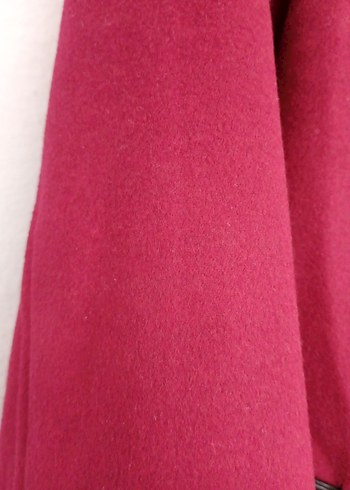 Kırmızı Deri Detaylı Kadın Kaban - Görsel 4