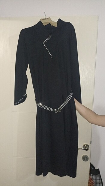 50 Beden siyah Renk Siyah taş detaylı elbise