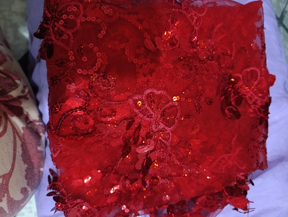 Kırmızı Nakışlı pullu gelin alı - Görsel 3