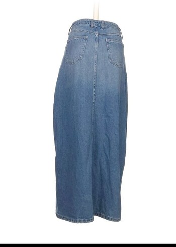 Zara Kadın Mavi Denim Uzun Midi Etek