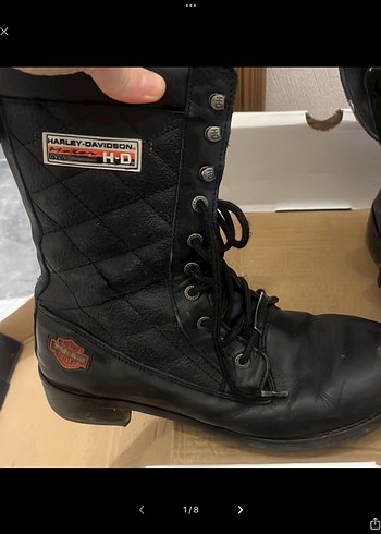 Kadın Siyah Deri harley davidson bot