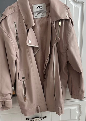 Zara Abya Pudra Pembe Biker Ceket
