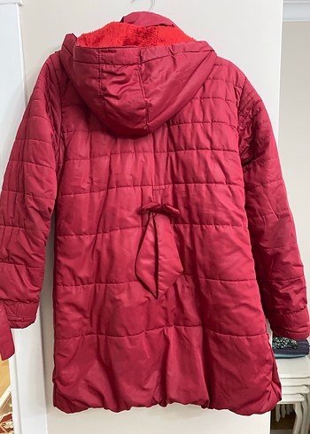 Kırmızı Uzun Kadın Kışlık Mont - Görsel 3