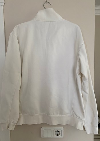 Yarım Fermuarlı Beyaz Kadın Sweatshirt - Görsel 2