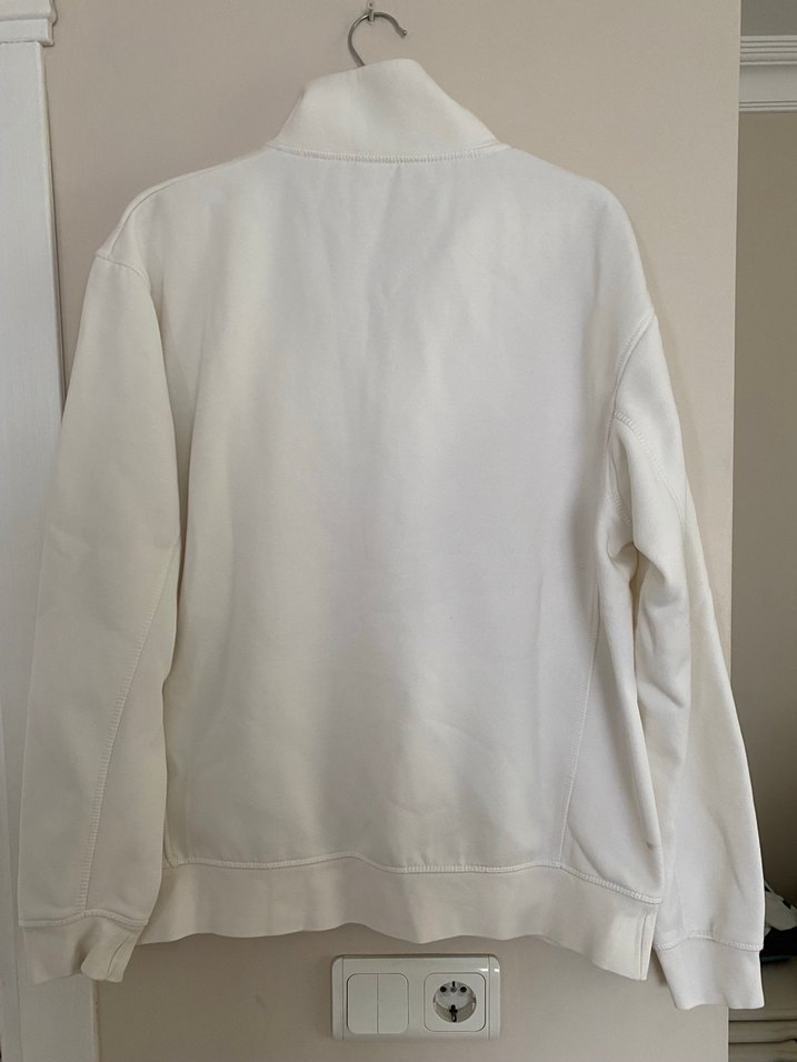 Yarım Fermuarlı Beyaz Kadın Sweatshirt - Görsel 2