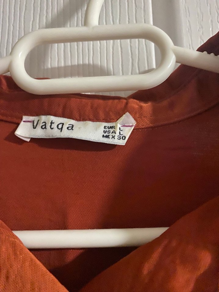 Düğmeli Kahverengi Kadın Keten Gömlek - Görsel 3