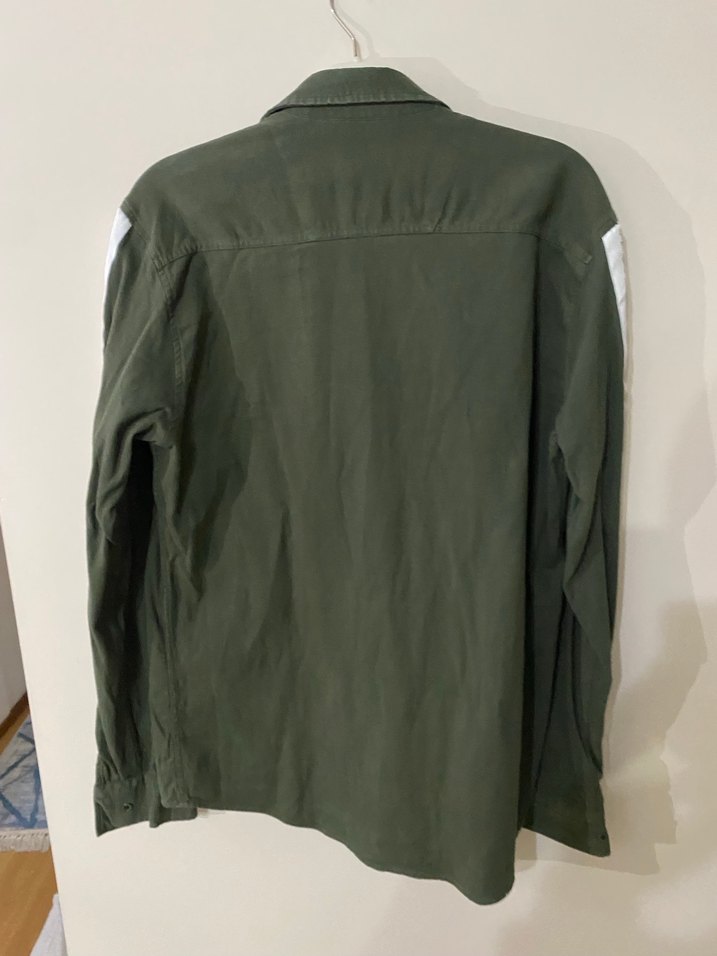 Erkek Haki Keten Gömlek Uzun Kollu - Görsel 2