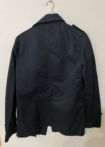 Düğmeli Siyah unisex trençkot - Görsel 2