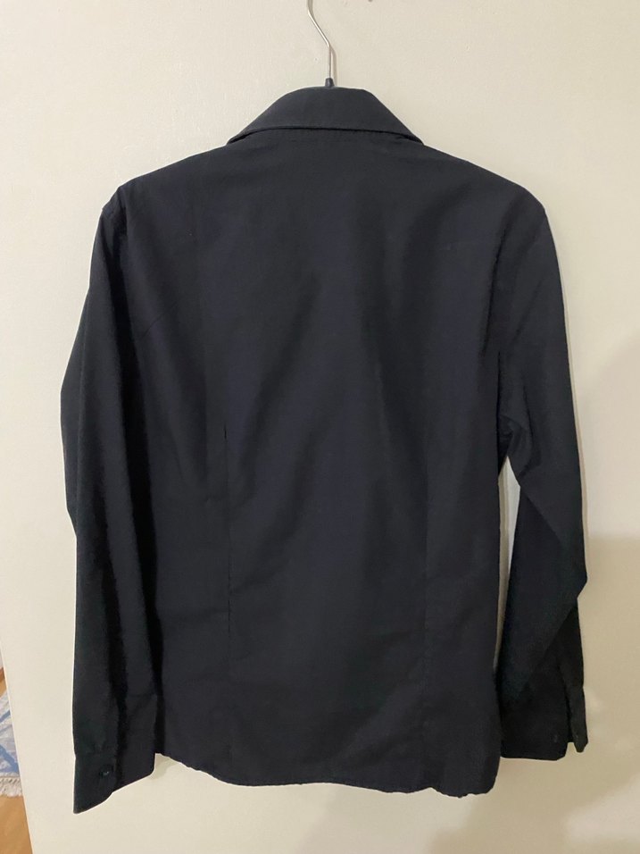 Siyah Uzun Kollu Keten Gömlek - Görsel 2